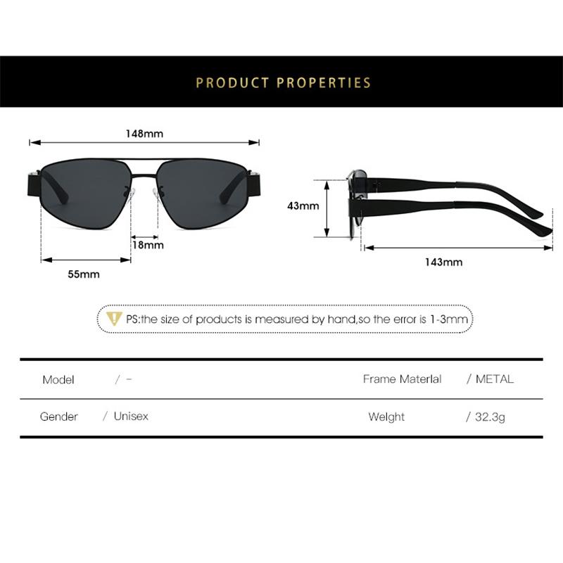 Trendy Punk Metal Frame Pilot Sunglasses Women Men Brand Designer Retro Luxury Black Green Lens Shades Sun Glasses Male