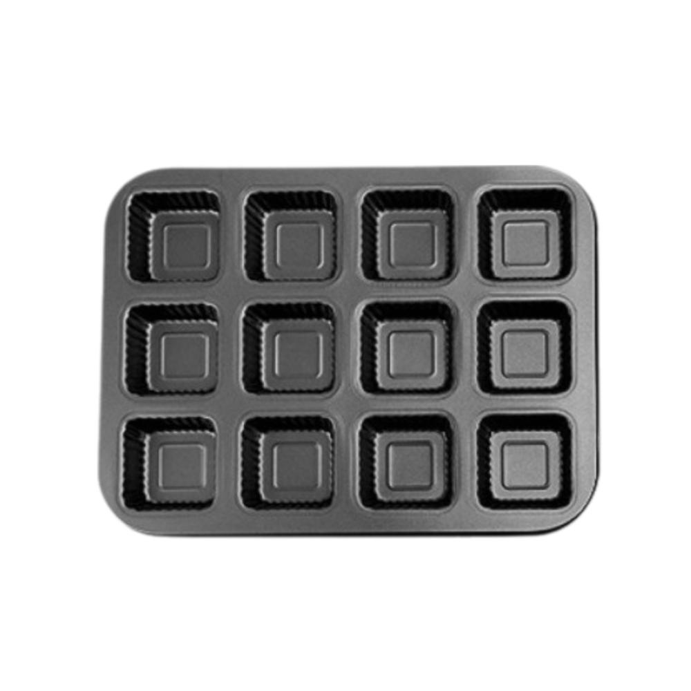 12 Cavity Mini Loaf Pan Corrosion-Resistant Muffin Baking Pan Muffin Cupcake Pan  Household Kitchen Grey 2