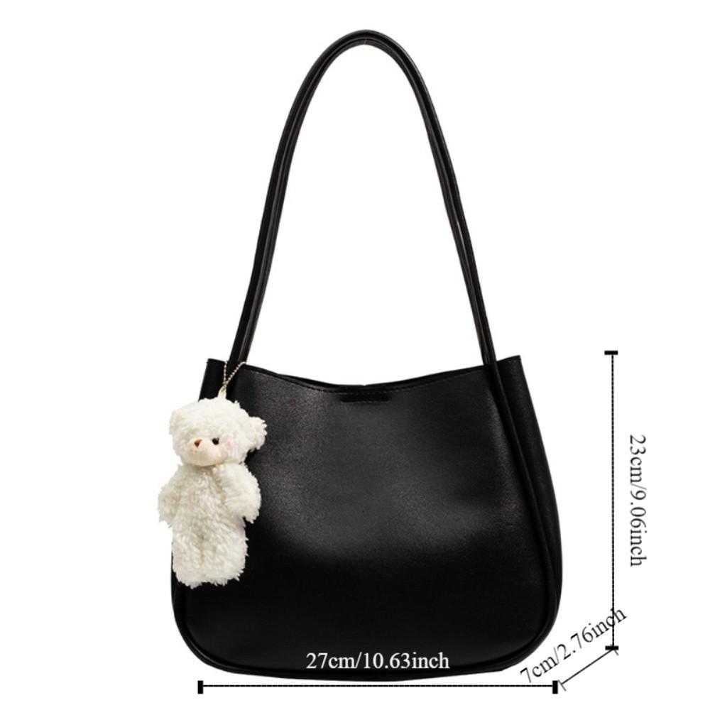 Solid Color PU Leather Shoulder Bag Soft Handbag Crossbody Bag Tote Bag  Shopping