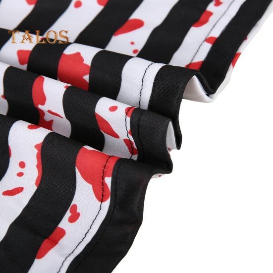 Set 4 Pezzi/Set Costume da Prigioniero per Adulti Bambini di Halloween con Stile Classico a Robe Stampa a Righe Role-Playing Top Pantaloni Cappello Set Catena