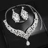 2Pcs/set Elegant Bridal Necklaces Earrings Shining Necklace Earrings Set  Wedding