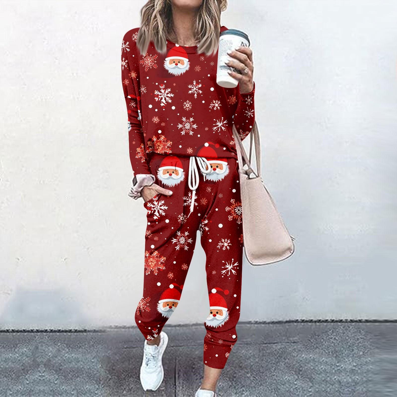 

Наборы для женщин, комплекты из 2 предметов, рубашки с длинными рукавами и круглым вырезом, спортивные штаны на шнурке, карманные комплекты S красный