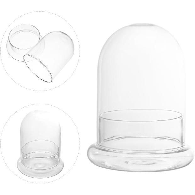 Hemoton Glass Display Dome,Clear Glass Dome for Micro Landscape DIY,Clear Cloche Bell Jar Terrarium Display Bottle,Decorative Case for Plants