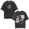 Anime Hellsing Alucard Graphic Washed T-shirt Men Vintage Manga T-Shirts Streetwear Cotton Harajuku Tee Men Casual Tops