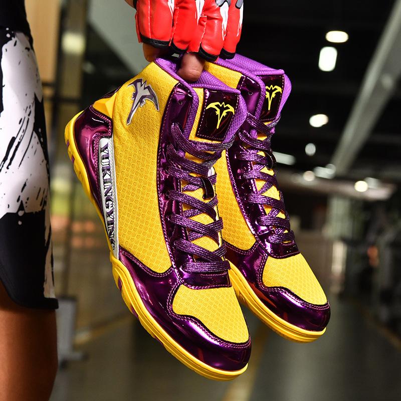 Boxing shoes Men's professional free fighting training shoes Women's wrestling shoes Indoor fitness Sanda high-top wrestling shoes