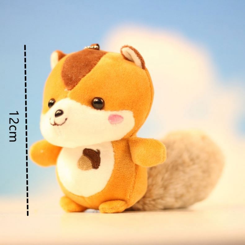 Kawaii Stuffed Animal Plush Doll Toys Squirrel Key Ring Cute Plush Squirrel Keychain Cute Bag Doll Bag Pendant Key Chains Charms