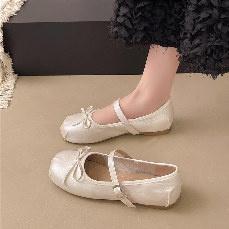 Båge platta balettskor sommar nya grunda med kjol mode Mary Jane skor