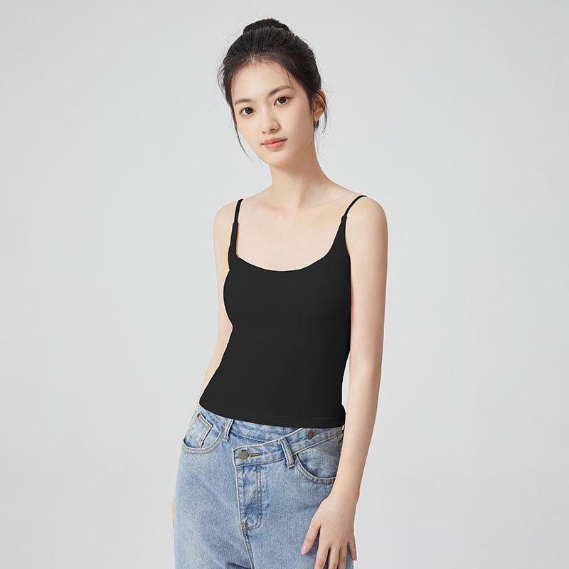 

New Women s Spring/Summer Slim Vest - Solid Color, Adjustable Straps, Comfortable Innerwear S чорний