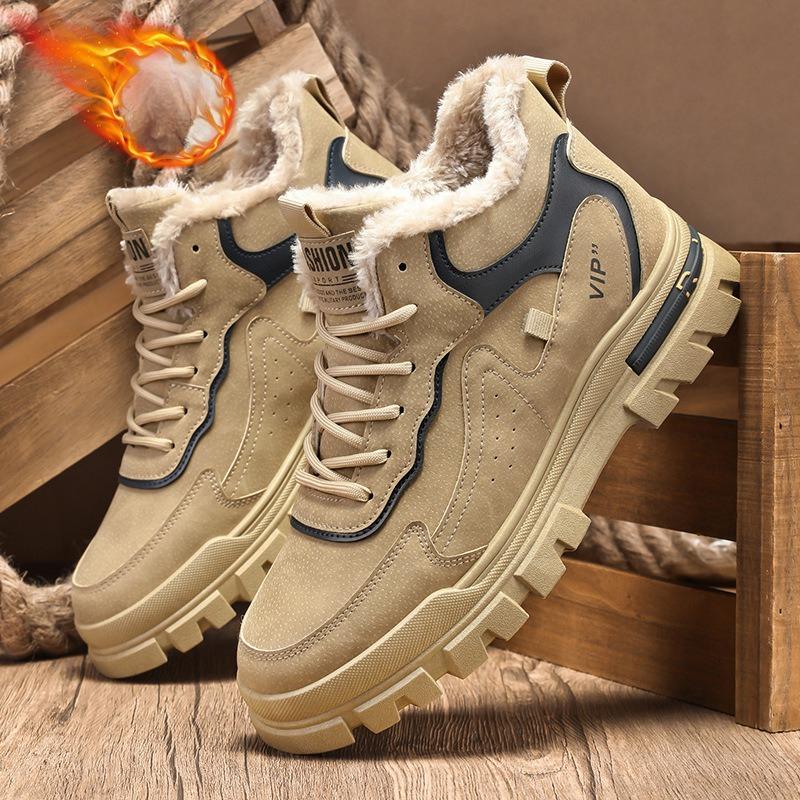Winter Leder Gepolstert Verdickt Herrenstiefel Hundert Dickbesohlt Warme Stiefel Lässige Herrenschuhe Bequem Trendig Minimalistisch Vielseitige Schuhe
