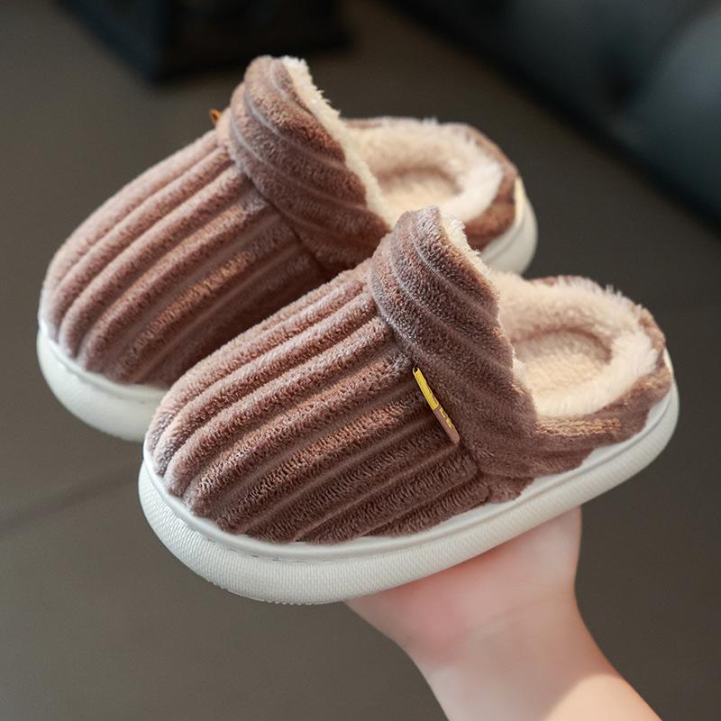 Kids Winter Boys and Girls Non-slip Thick-soled Thermal Warm Cotton Slippers