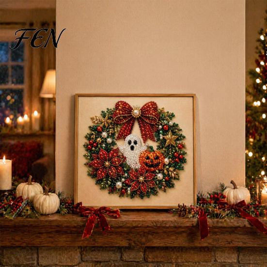 Nicht gruselige Halloween-Deko-Projekte, Perlenmalset, Süßer Geist 3D-Kunst-DIY, Gemütliches Herbst-Hausdeko-Set für Erwachsene, Weihnachtsbasteln Festlich