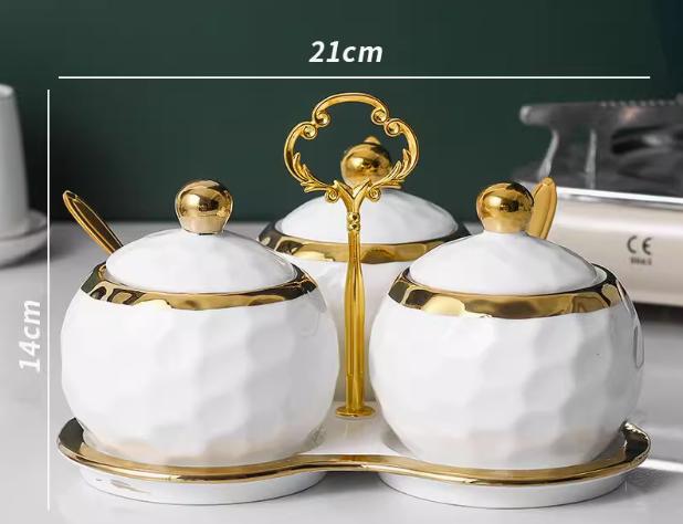Nordic Ceramics Spice Jar Three-piece Set