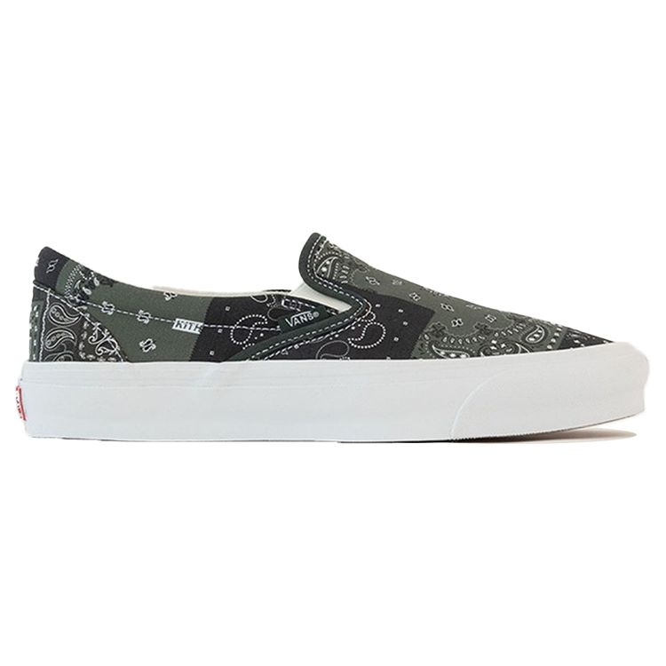 Kith x Vans Vault OG Classic Slip-On LX Bandana - Scarab Unisex Sneakers Green VN0A45JK6CF