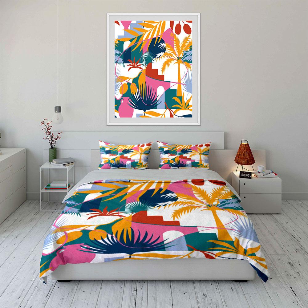 Tropical Plant Colorful Print Bedding Duvet Cover Set Duvet Cover Pillowcases (1 * Duvet Cover 2 * Pillowcases, Without Duvet Insert)