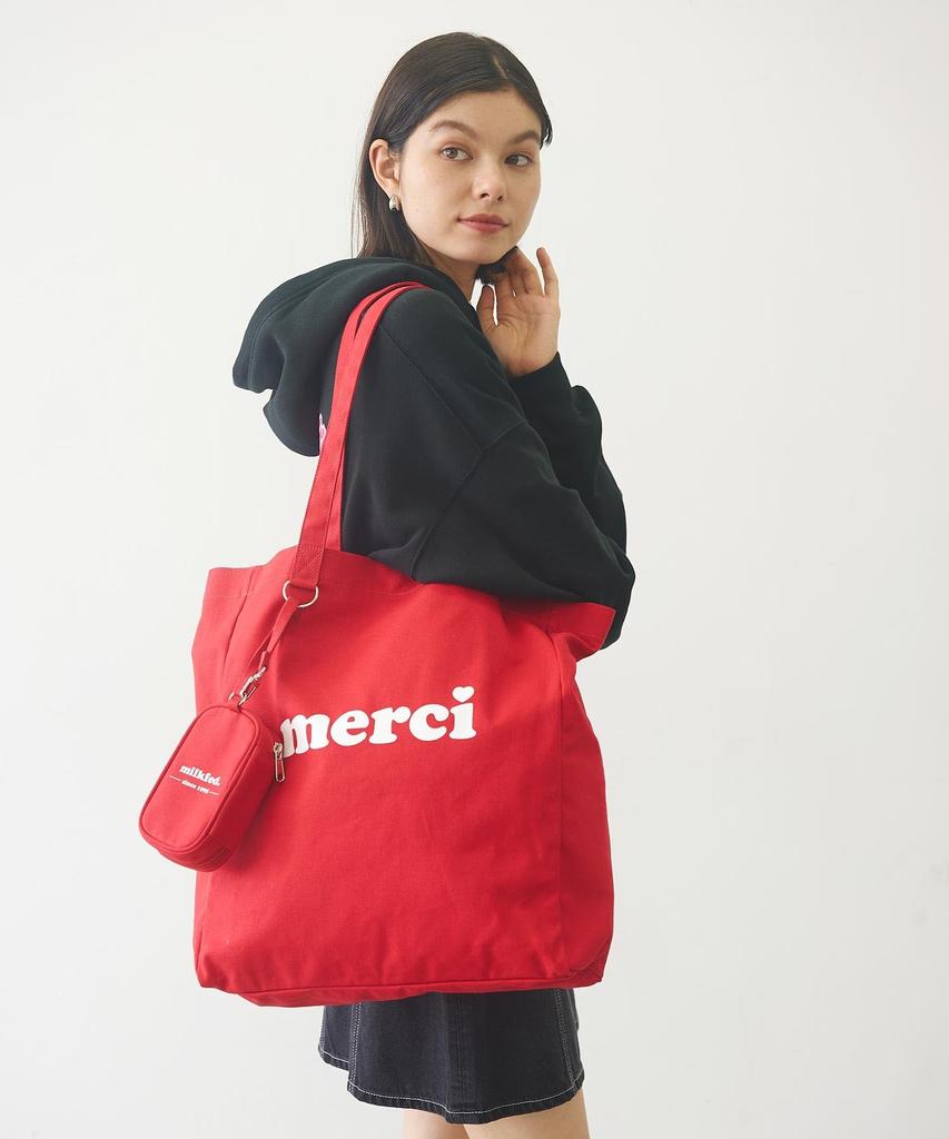 Milkfed MERCI LOGO TOTE Tote Red Bag, Women's,
