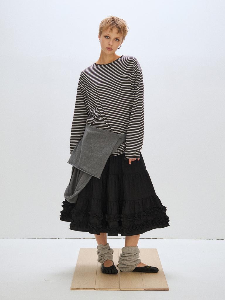 Peullijeupeulojegteu Loose Stripe Long Sleeve, Charcoal