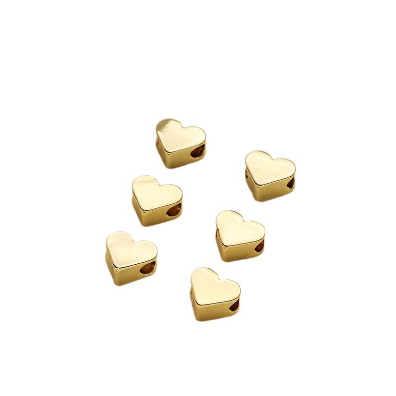 Copper-Plated 18K DIY Heart Spacer Beads for Jewelry Making: Smooth Pearl Beads for Bracelet & Necklace.