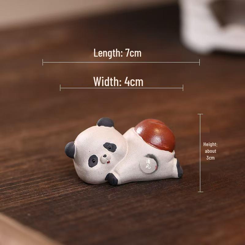 Cute Panda Yixing Purple Clay Tea Pet Ornament - Adorable Tea Table Decoration