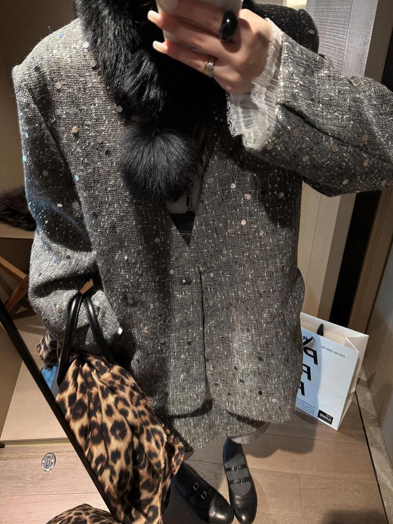Women's Glitter Sequin Jacket & Skirt Set - 2026 Spring Socialite Collection