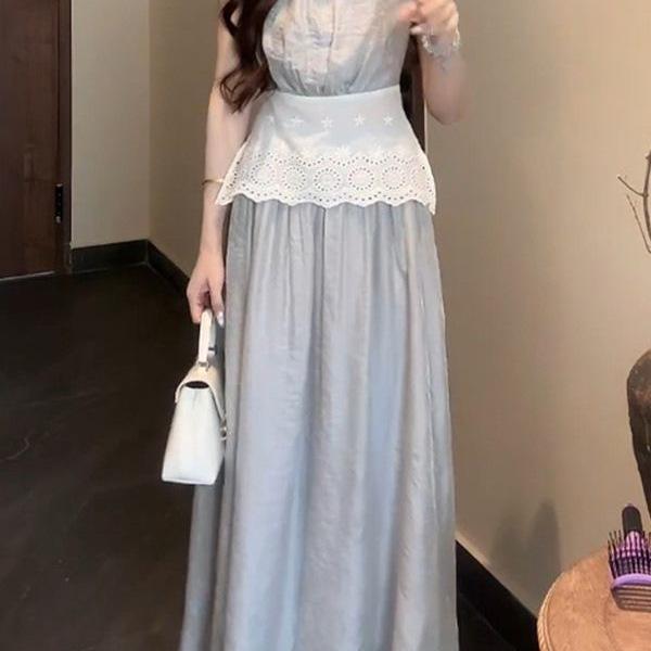 2026 French Elegant Lace Sleeveless Top & Skirt Set