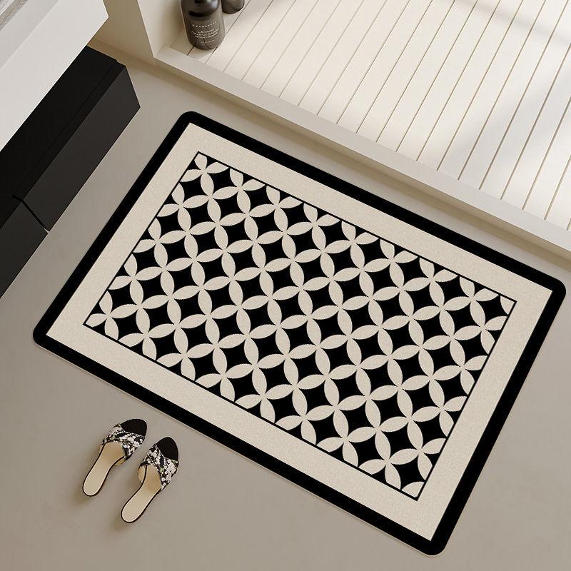 Bathroom floor mat cream wind diatom mud absorbent mat toilet door foot mat bathroom toilet quick drying non-slip carpet