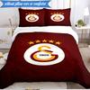 3-teiliges Galatasaray Fußballverein Wappen Bettwäsche-Set 2D-Druck (Enthält 1 Bettbezug + 2 Kissenbezüge Ohne Füllung), Schlafzimmerdekoration, Ventilatorgeschenk