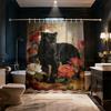 Black Panther Leopard Floral Shower Curtain 90Gsm Waterproof Rose Iris Print Bathroom Decor With Hooks