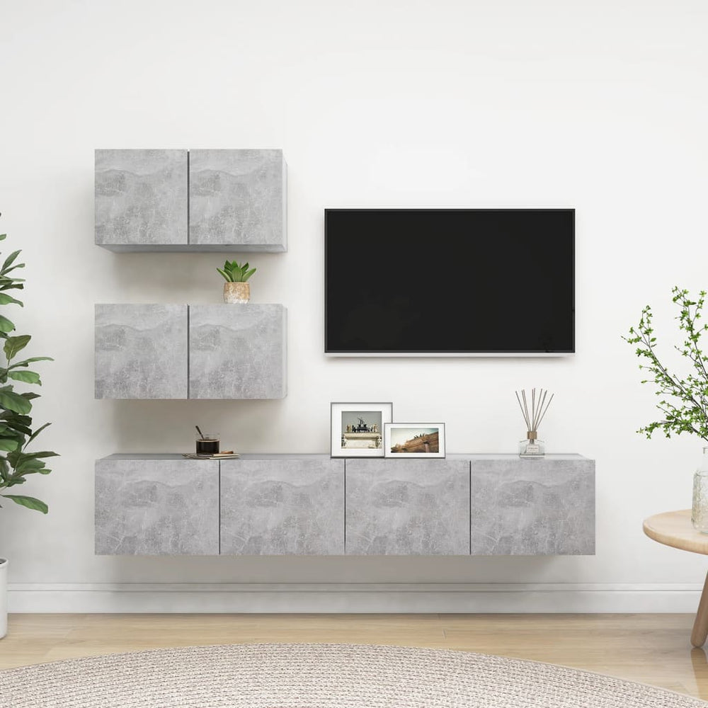 Ensemble de meubles TV 4 pcs  béton Bois d'ingénierie