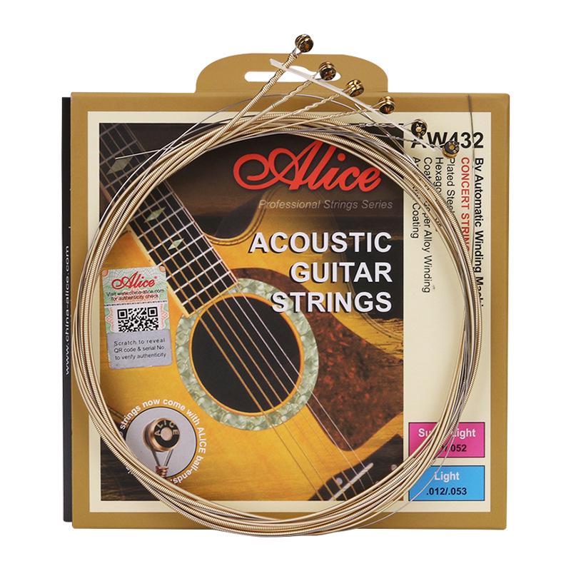 Corde per Chitarra Acustica Alice Folk - Set Completo da 6 (Corde 1ª, 2ª, 3ª come Singole)