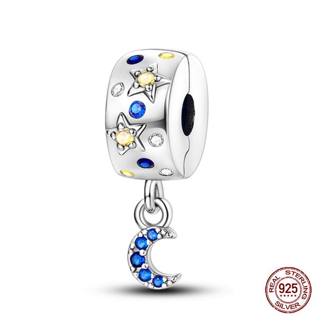 Fit Fasion 925 Bratara originala 100% argint 925 stralucitor colorat zircon Breloc inima margele cadou rafinat bijuterii DIY