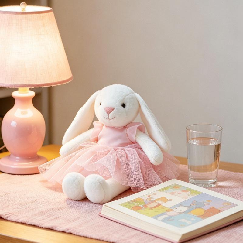 1 Adet 28cm Sevimli Bale Eteği Ayı ve Tavşan Peluş Oyuncak Sevimli Sakinleştirici Hayvan Bebekleri Tavşan Oyuncakları Doğum Günü Noel Hediyesi