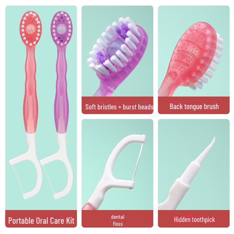 Bursting Bead Mini Toothbrush - Fresh Breath Portable Adult Toothbrush