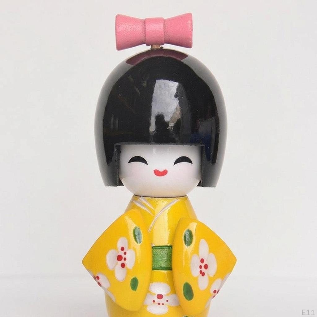 Figura Decorativa Japonesa de 9 cm, Estilo Kabuki, de Madera para Mesa o Oficina.