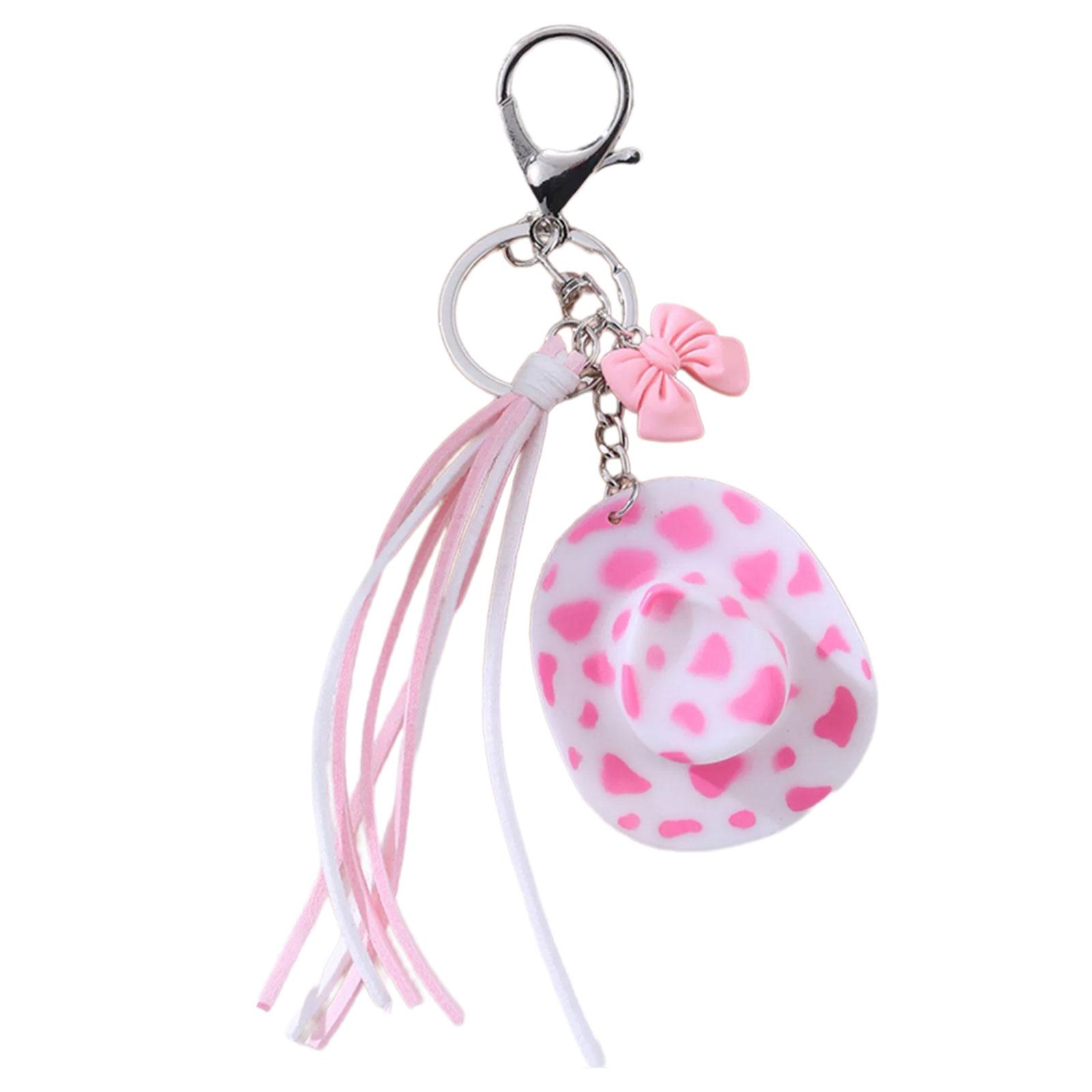 

Western Cowboy Hat Shaped Keyring Fashionable Bag Charm Cow Print Keychain Pendant Jewelry for Fashionable Individuals розовый