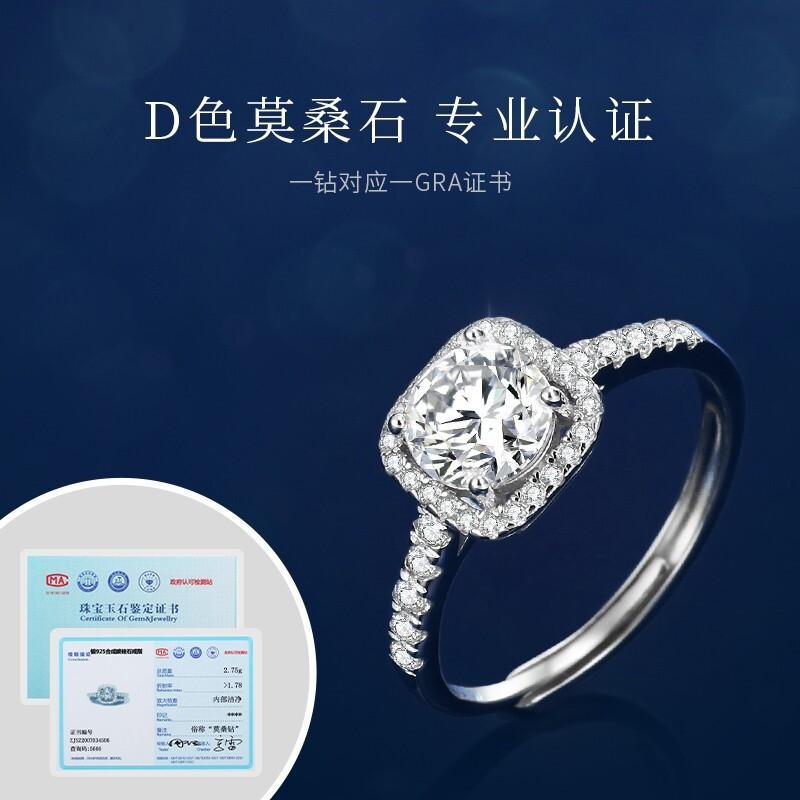 1ct 4-prong Princess Cut Moissanite Ring Women Square Sugar Design Jewelry
