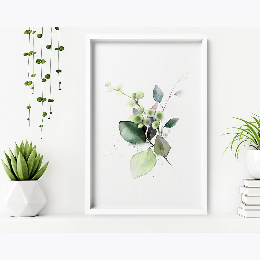 Afiș de artă de perete de baie imprimat cu plante, poză de relaxare spa pentru toaletă