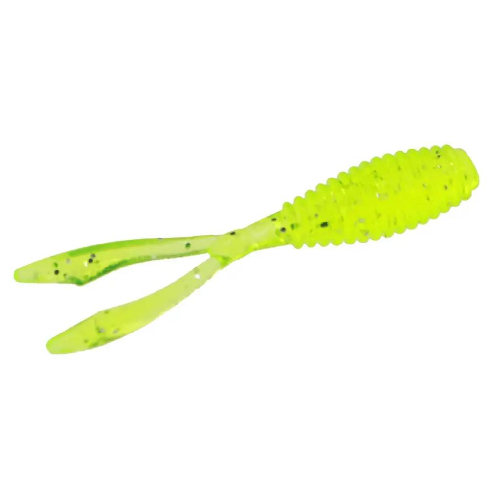10pcs 36mm 0.3g Soft Fishing Lure Twin Tail Silicone Artificial Bait Wobbler Worm Lures Fluorescent Fishing Tackle for Ocean Sea