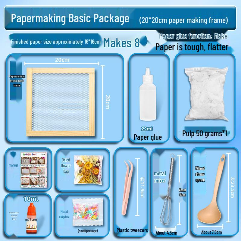 DIY Ancient Papermaking Kit for Kids: Educational Flower & Plant Pulp with Wooden Frame Screen Tools