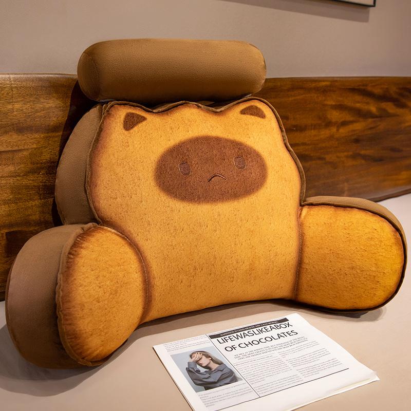 Cartoon Bedside Soft Animal Bread Cat Capybara Backrest Sofa Cushion Plush Biscuit Cat Triangle Pillow On The Bed Gifts