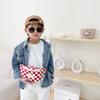 Stylish Children's Checkered Pattern Sling Bag Durable Canvas Crossbody Backpack With Large Capacity For Snacks
