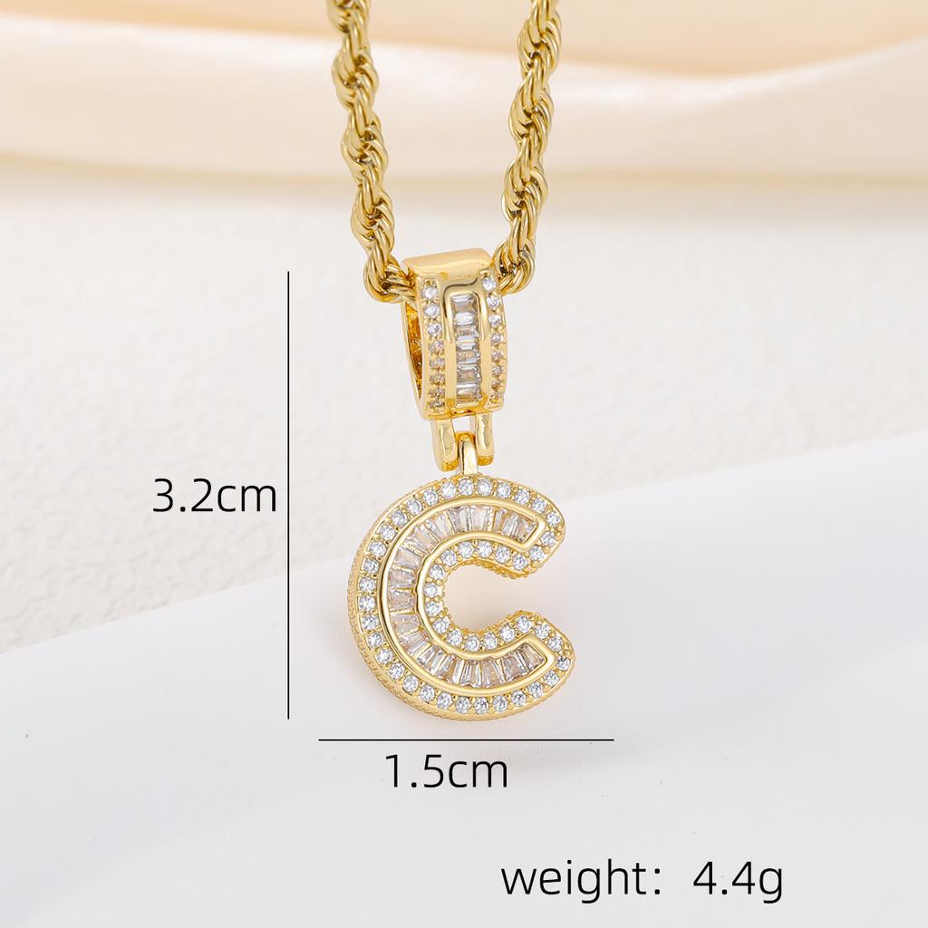 2025 New Initial Letter Necklace Women Men Cubic Zirconia Initial Pendant Necklace Rope Chain English A-Z Letter  Gift
