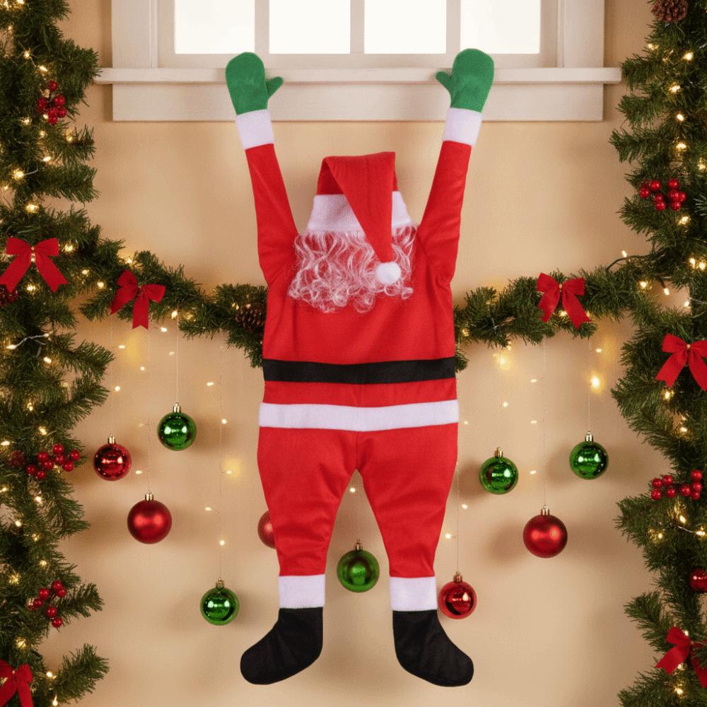 Velvet Window Hanging Santa Claus Self-adhesive Christmas Background Decoration Indoor