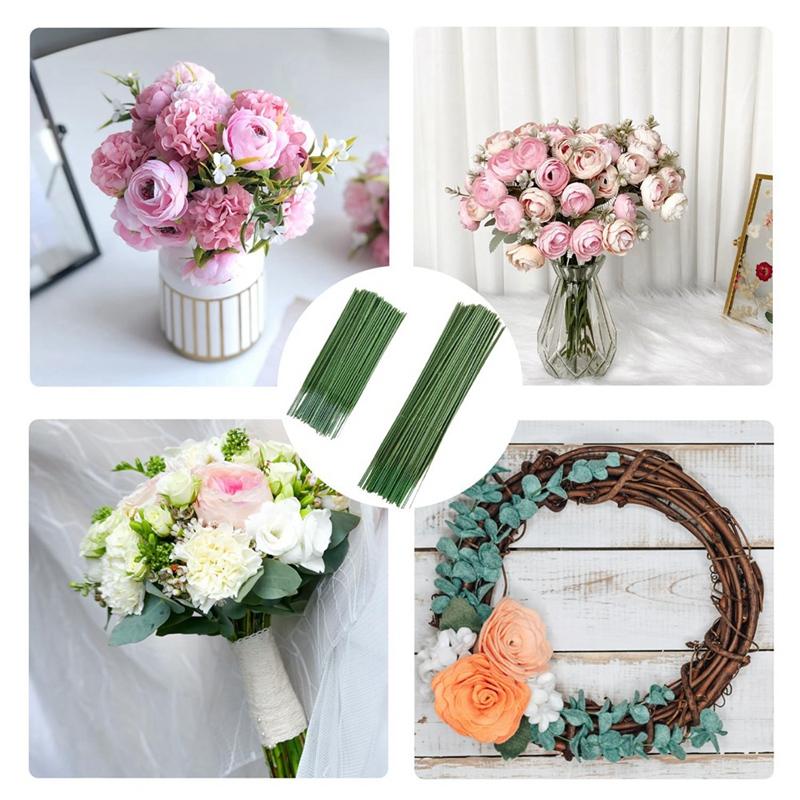 Floristendraht, 200 Stück Plastik-Blumenstiel, Künstlicher Blumenstiel, Pflanzenstiel-Draht Grün Floristendrähte, Blumendraht-ABSW