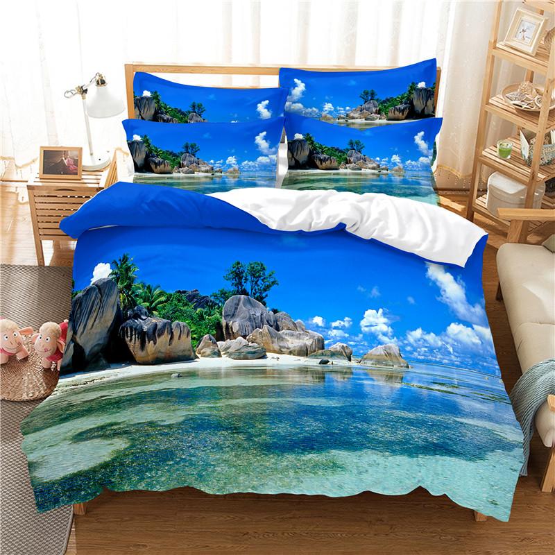 Cartoon Beach Car Duvet Cover Set 3d Digital Printing Polyester Comforter Cover King Queen Full Size for Kids Girls Bedding Set