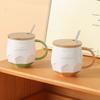 Creative and Simple English Ceramic Cups with LIDS Couple Mugs  High Appearance Level Coffee Cups  Fresh and Clean Water Cups  Milk Cups