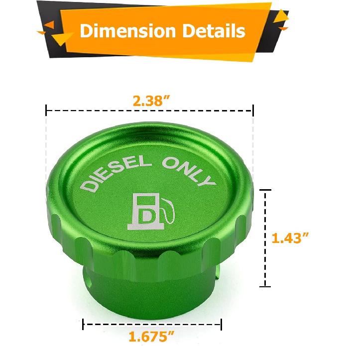 WeiSen Diesel Fuel Cap Aluminum Compatible With Dodge Ram 1500 2500 3500 Green Magnetic -2024