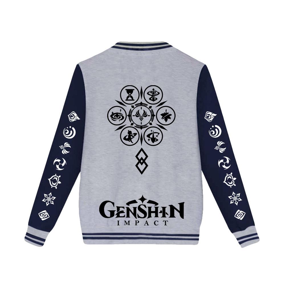 Genshin Impact Druck Herren Damen Jacke Mantel Sweatshirts Hoodie Baseball Uniform Streetwear Jungen Mädchen Strickjacke Oberteile Kleidung