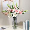 Artifical Lily Flowers with 3 Heads Full Bloom Long Stem Fake Flower Branch for Wedding Party Bouquet Home Hotel Office Decor