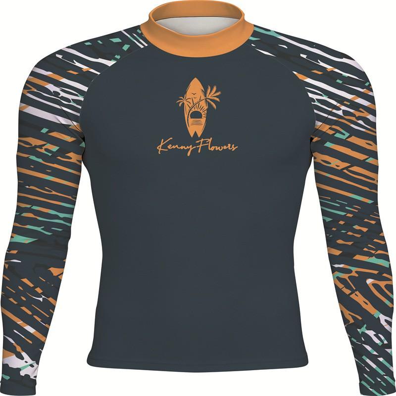 Mens Long Sleeve Rash Guard Quick Dry UPF 50 Surfing Wetsuit Swimming Diving Water Sports
