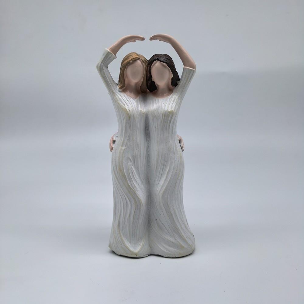 Sister Mother and Daughter Statue Hand-Painte Family Sculpture  Mothers Day